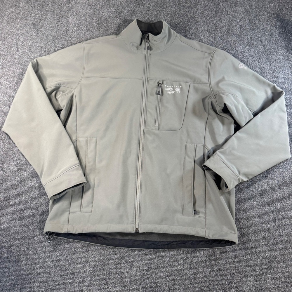 Mountain Hardwear Mens Gray Softshell Full Zip Fleece Lined Jacket Large L